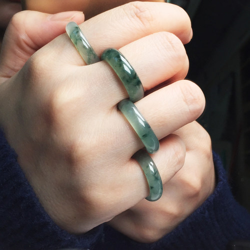 角饰缅甸老坑冰种戒圈指环口珠宝