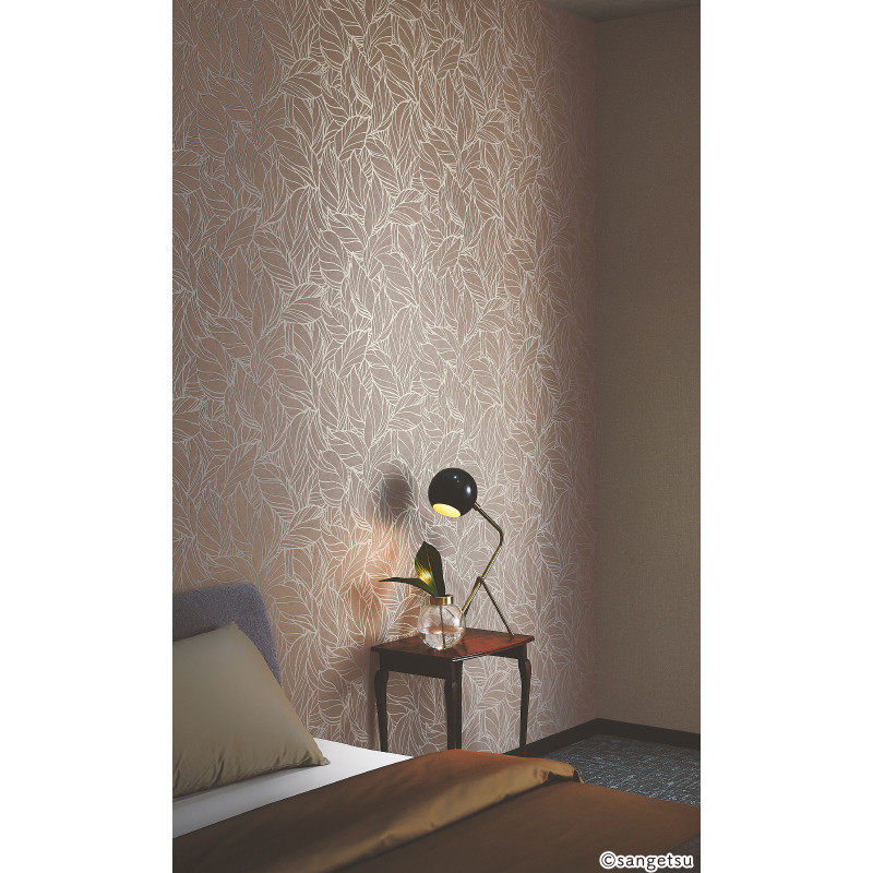 温馨主卧暖咖色立体叶脉纹理日本进口墙纸壁纸 FAITH系列按米零卖