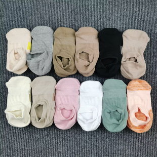 袜子女浅口船袜四季 纯棉袜手工对目无骨袜毛巾底吸汗透气运动女袜