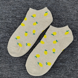 时尚 菠萝袜短筒吸汗清新女袜子 短袜女士个性 外贸单浅口船袜春秋季