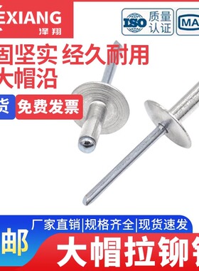 大帽拉铆钉半圆头拉抽芯铝合金拉铆钉丁加大盖厂家大边大帽沿