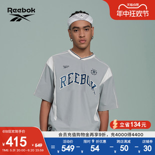 时尚 Reebok锐步官方24夏季 男女同款 T恤 新款 宽松足球风撞色短袖