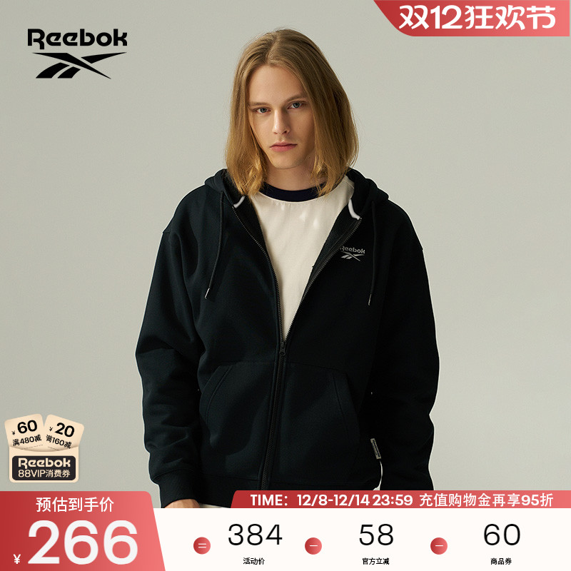 Reebok锐步官方24新款男女复古LOGO简约休闲时尚针织夹克外套