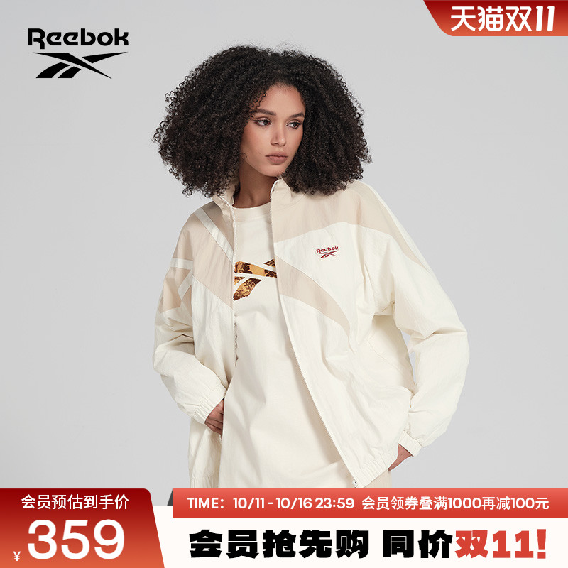锐步复古拼色梭织运动夹克外套