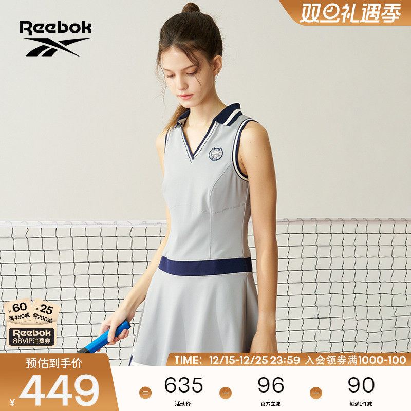Reebok锐步官方24年新款女子网球学院风舒适百搭运动休闲连衣