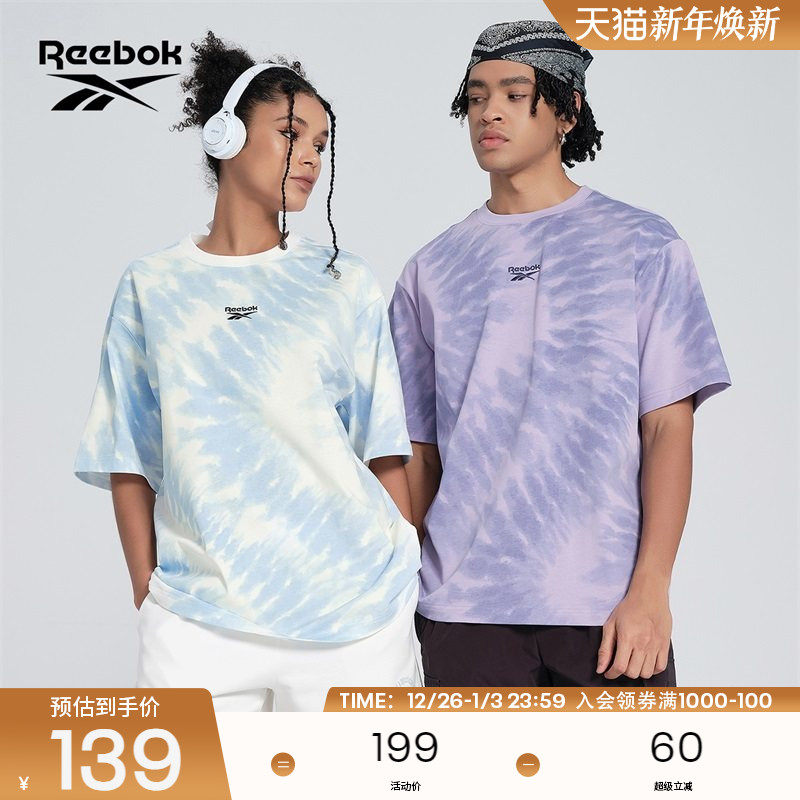 Reebok锐步官方24新品男女情侣款TEE复古撞色印花运动休闲