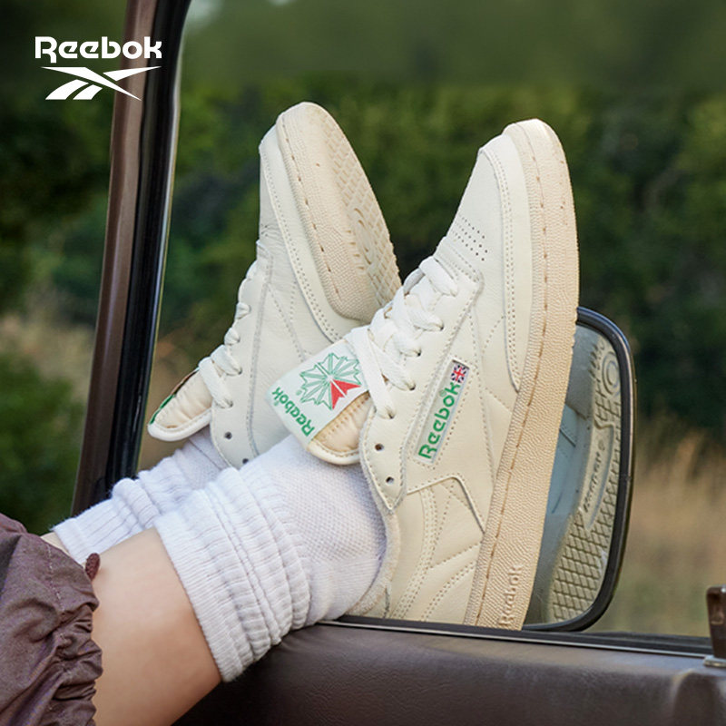 Reebok锐步官方女款CLUB C 85 VINTAGE经典复古休闲小白鞋板鞋
