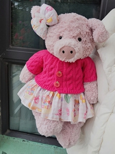 彩菲手作巴塞罗熊衣服巴纳布斯猪裙子毛绒玩偶毛衣小熊着替礼物