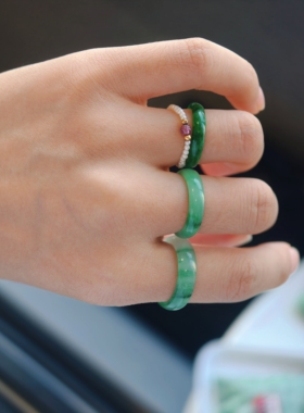 琉梨集 翡翠素圈戒指旗袍汉服配饰