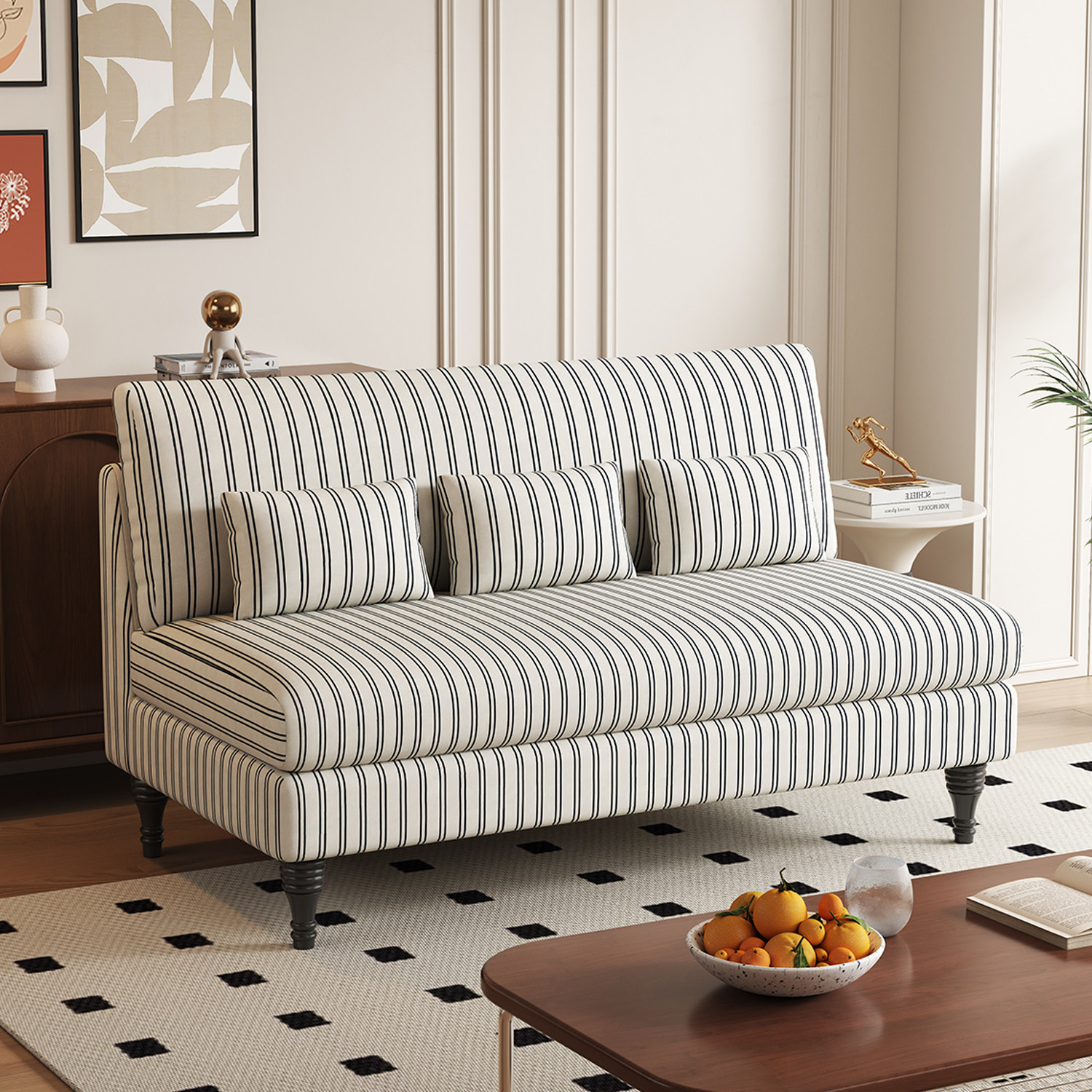小户型精致双人沙发条纹轻奢高级感女孩卧室民宿服装店椅无扶手,住宅家具,布艺沙发,淘宝优惠券,粉丝福利购,淘宝优惠卷