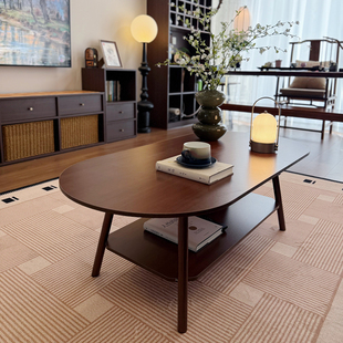 小户型茶几客厅家用2025新款高级感阳台极简小型茶桌中古风双层