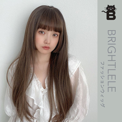 Brightlele日式公主切修脸日常逼真姬发假发套长直发