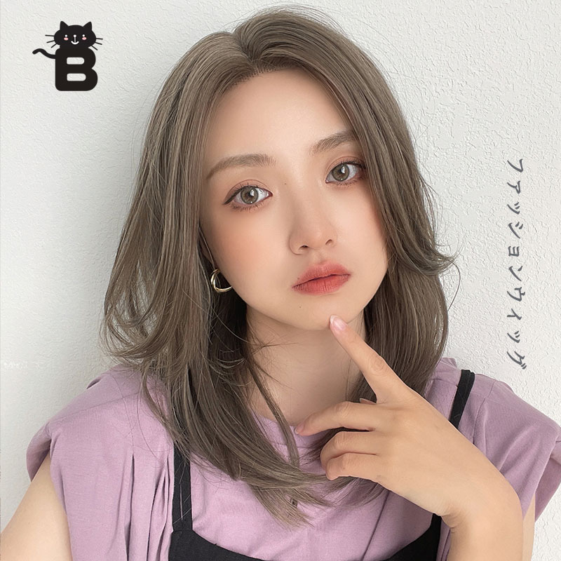 前蕾丝四六分手织假发女 中分修脸八字自然全头套锁骨中发