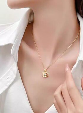 一抹流光|定格永恒 女士简约风格金色百搭款吊坠项链