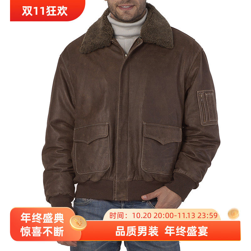 真皮牛皮男装皮衣二战空军飞行服219712