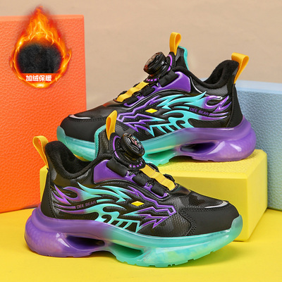 儿童鞋子男童保暖运动鞋2025冬季新款加绒棉鞋中大童防滑跑步鞋潮