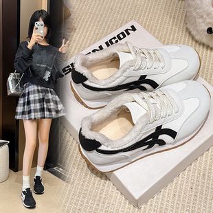 阿甘鞋女德训鞋子2025新款爆款秋冬季加绒百搭软底小白休闲运动鞋
