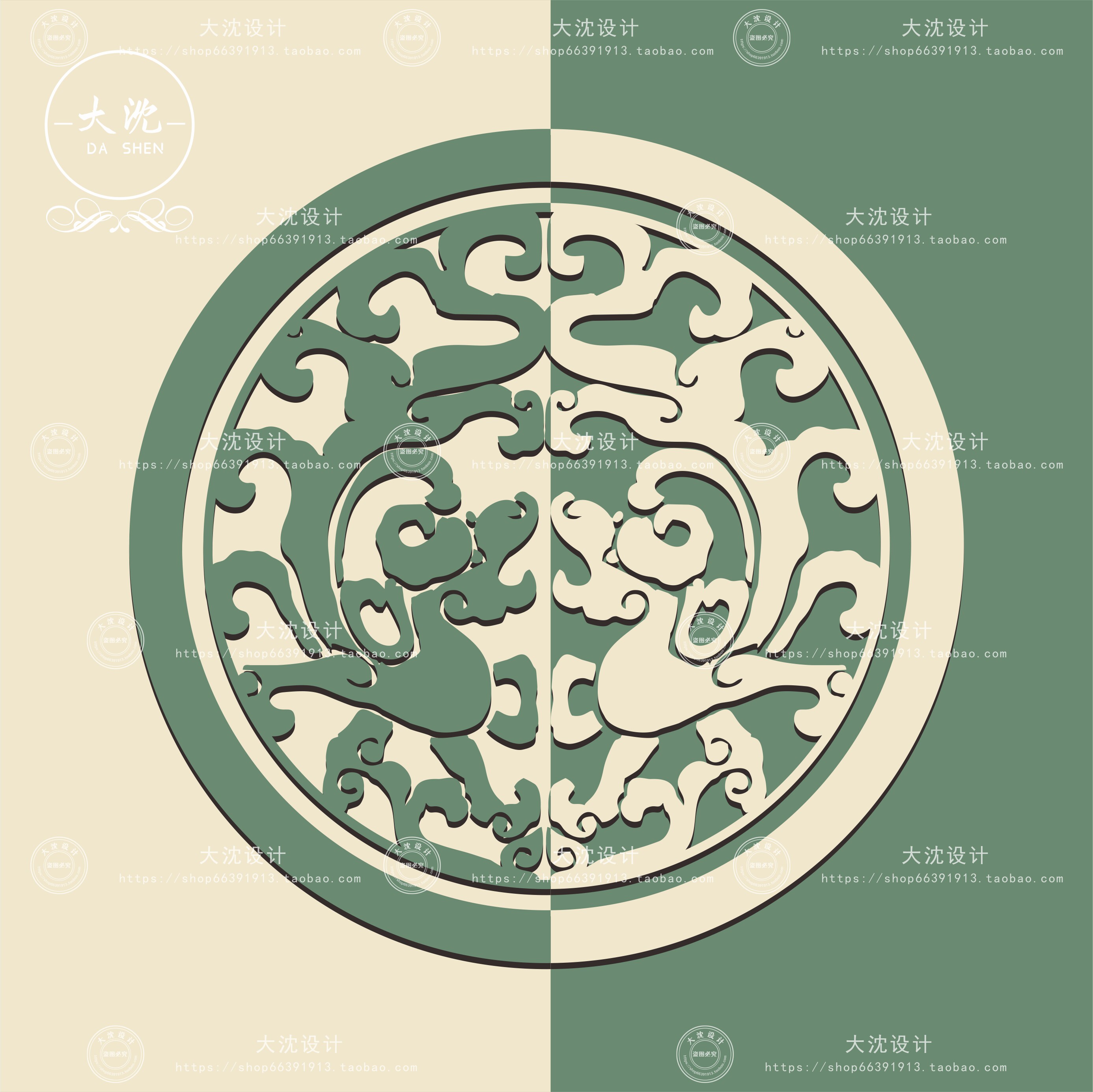 中国传统纹理图案镂空古典圆形花纹中式祥瑞图腾纹ai素材免扣png