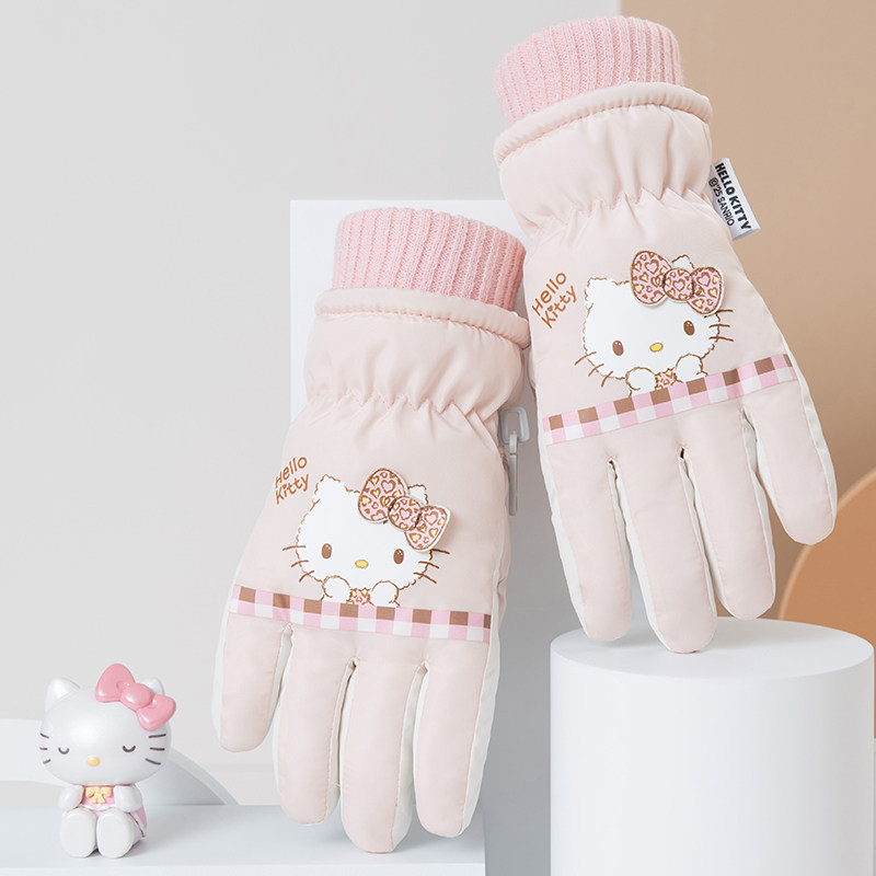 冬季儿童滑雪手套加绒加厚保暖防寒4-6幼儿园小童宝宝HelloKitty