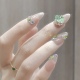 全华子施华洛世钻 Ash美甲孕妇纯手工定制绿色新娘牢固成品穿戴甲