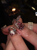 全华 Ash美甲施家华子满钻爆闪手工穿戴甲 Kitty猫甲成品可拆卸