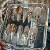 全华 Ash美甲指甲贴片冰透渐变猫眼高级氛围感豹纹美甲穿戴甲成品