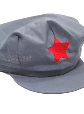灰色五角星帽子新四扣帽八角帽红五角星帽子儿童大人灰色八角帽