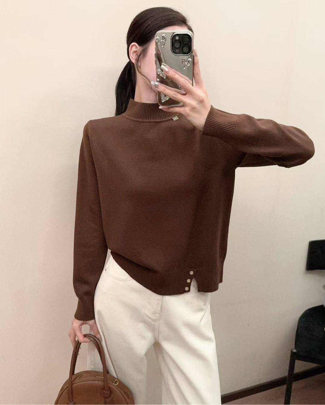 2025冬季新款韩版修身显瘦百搭加绒休闲运动毛衣女半高领针织衫