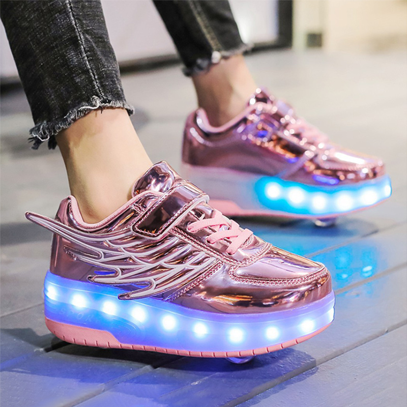 沃尔克暴走轮滑鞋LED发光充电