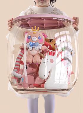 娃娃收纳桶毛绒玩偶布储物凳装儿童玩具大容量公仔整理箱神器透明