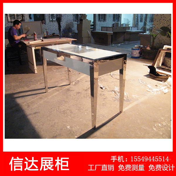 不锈钢展示台珠宝展示柜饰品柜台产品陈列柜精品展柜定制带灯带锁