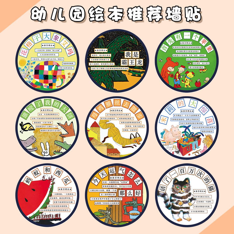 幼师口袋 区角阅读区环创布置主题绘本故事展板墙贴圆形装饰环境