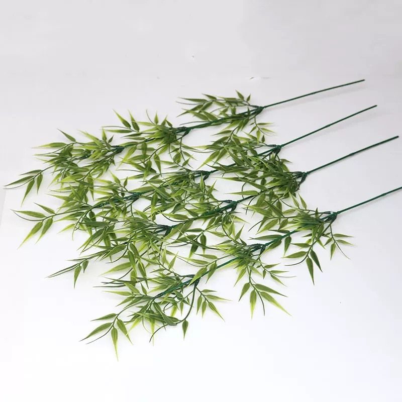 新款仿真竹叶小型竹枝假竹子仿真塑料绿植假树叶古风拍摄道具装饰