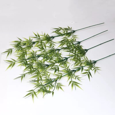 新款仿真竹叶小型竹枝假竹子仿真塑料绿植假树叶古风拍摄道具装饰