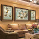 沙发背景墙画 欧美式 客厅装 饰画三联壁画花鸟肌理油画墙上挂画正品
