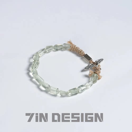 7in【春禾】原创小众设计师天然绿水晶手串手工编织绳925纯银手链