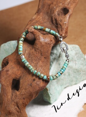 7in 925银手链 【绿野】原创小众设计复古手作编织个性情侣银手链