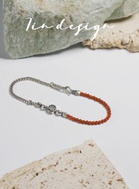 7in 925银手链 【千禧】原创小众设计复古红色星星新年银手链