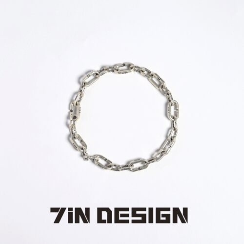 7in【连络】原创设计轻奢小众高级感扣子拼接925纯银叠戴情侣手链