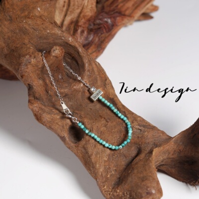 7in 925银手链  【青芒】原创小众设计复古手作绿松石手串手饰