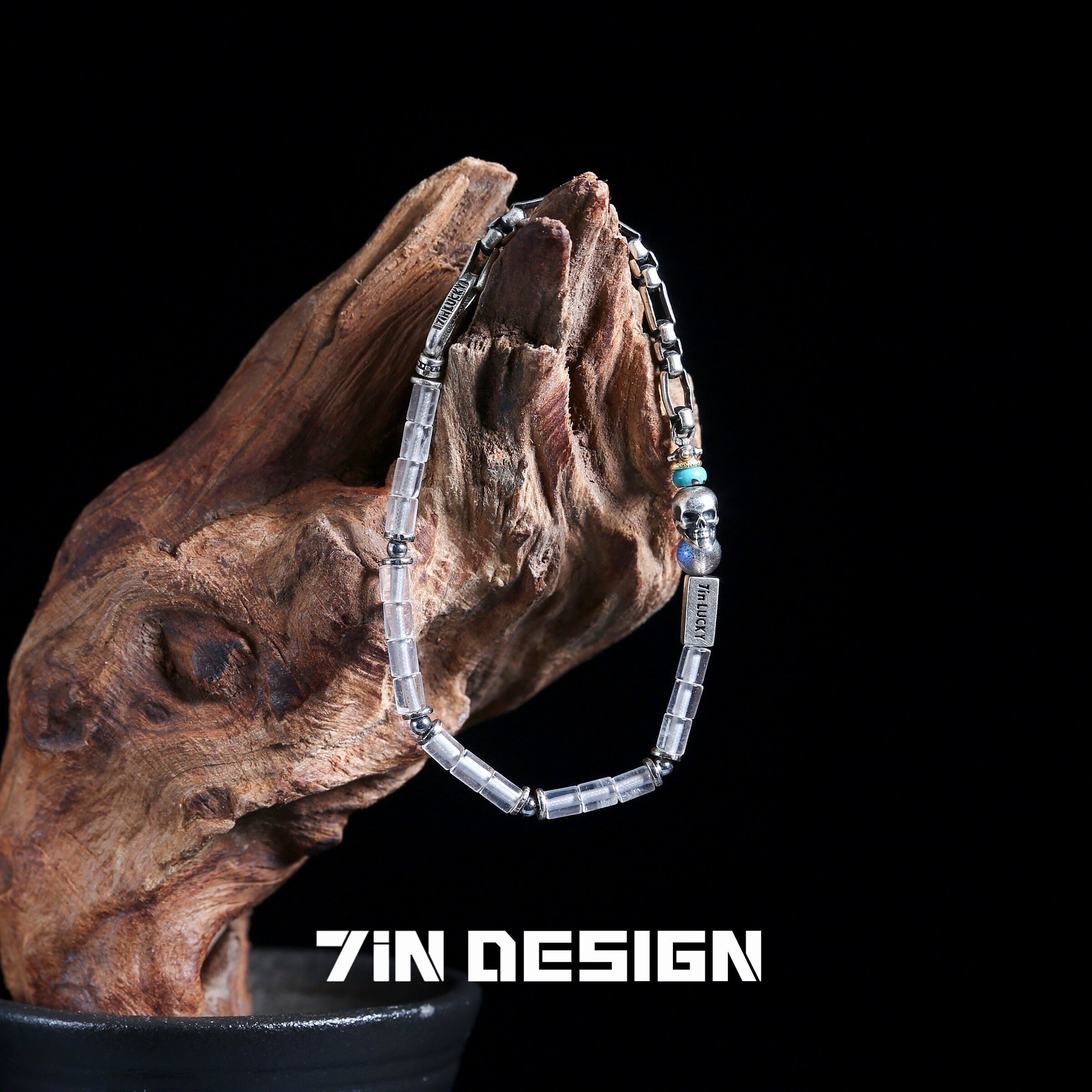 7in【春时】原创小众设计精致情侣天然白水晶手串拼接925纯银手链