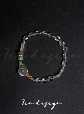 7in 925银木质手链【青苹果】原创小众设计复古手作绿色s925手链