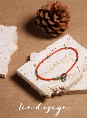 7in 925银手链【乐福】原创小众设计复古手作红色新年细手链