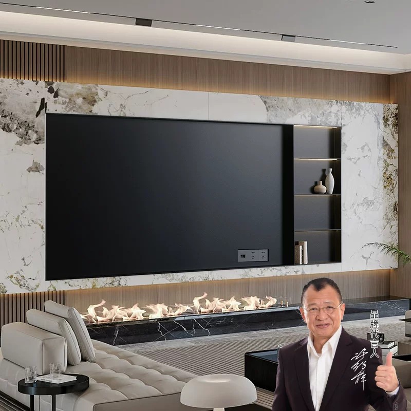 定制嵌入式电视壁龛不锈钢铝合金成品背景墙75金属85内嵌框100寸