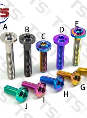 TS 摩托车改装TC4大头螺丝飞碟头内梅花钛合金螺丝M6X10-50mm