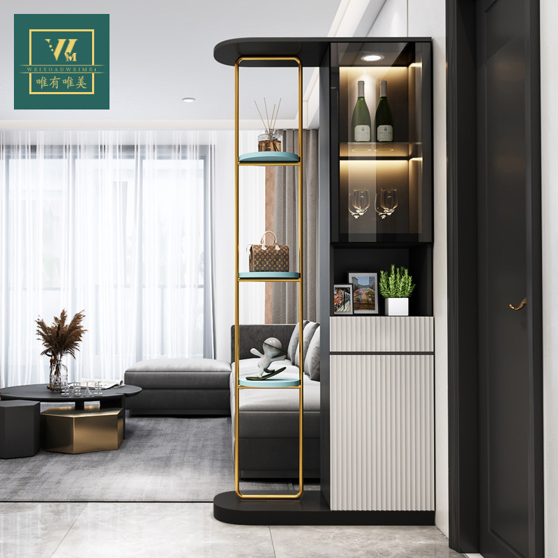 进门玄关柜鞋柜一体轻奢风小户型客厅屏风入户隔断柜酒柜现代简约