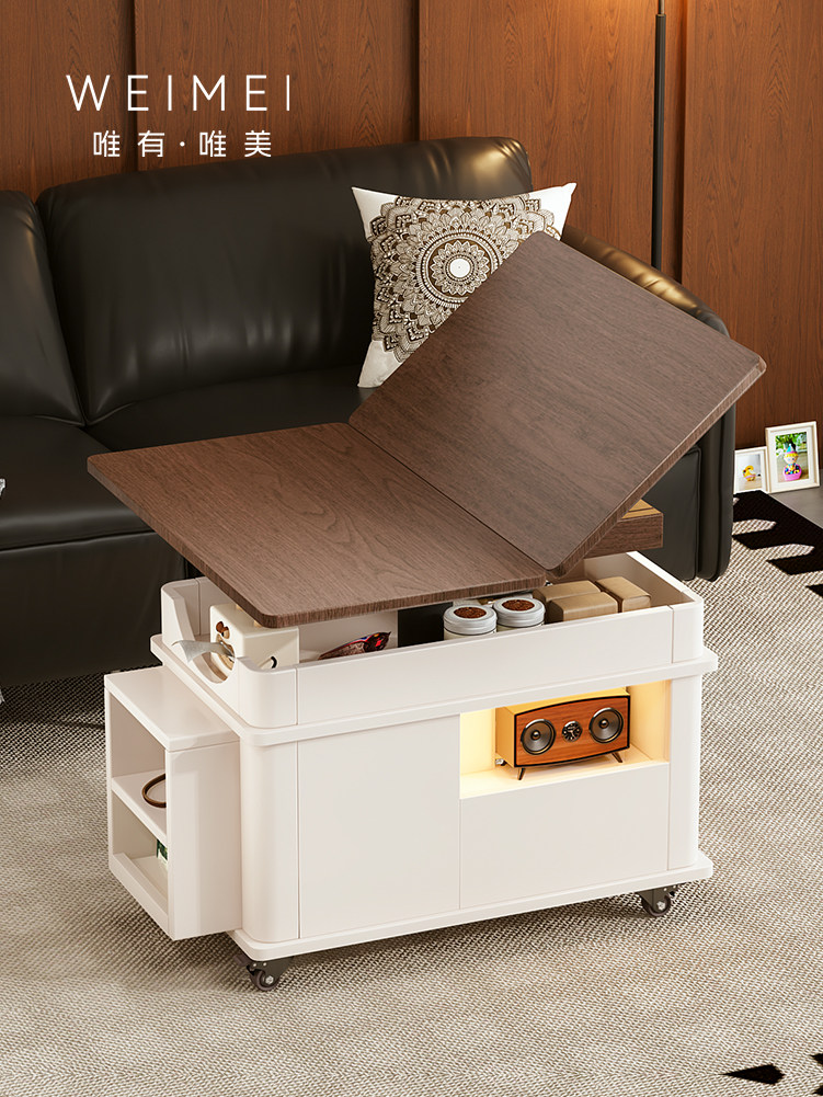 升降折叠茶几实木可移动中古风小推车餐桌边几沙发边柜小茶桌芊洛,住宅家具,升降茶几,淘宝优惠券,粉丝福利购,淘宝优惠卷