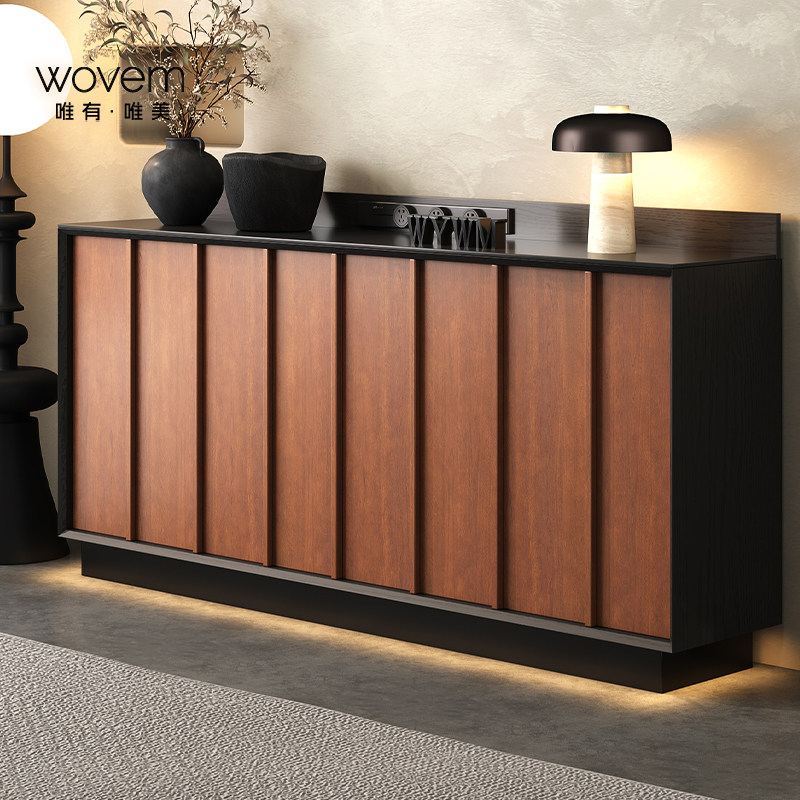 唯有唯美晚山餐边柜墙边柜复古实木岩板储物柜骨骼线茶水柜可定制