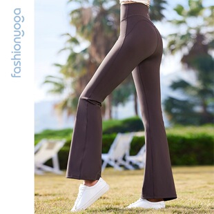 凡圣瑜伽高腰修身休闲运动裸感健身外穿提臀九分喇叭裤女FC14924