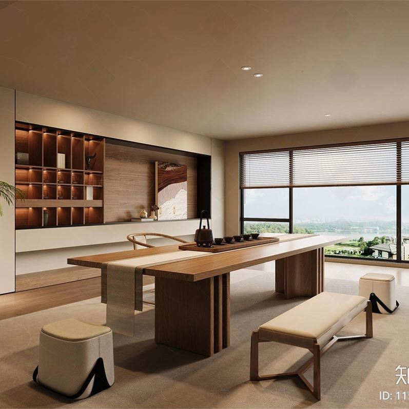 全屋定制宋式家具实木茶桌椅组合新中式禅意功夫茶室茶空间泡茶台